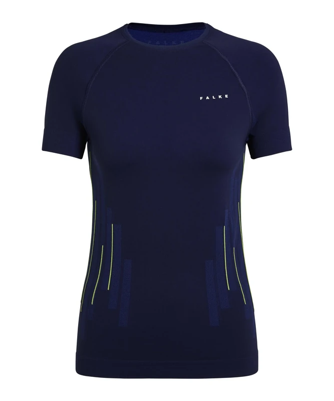 FALKE Women's Warm Round Neck W S/s Ts Functional Yarn Quick Dry 1 Piece Base Layer Top, Blue Space 6116 Trend, M