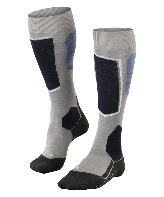 FALKE Women's SK6 Pro W Kh Wool Lyocell Functional Yarn Warm Thin 1 Pair Skiing Socks, Grey Mid Melange 3539, 5.5-6.5