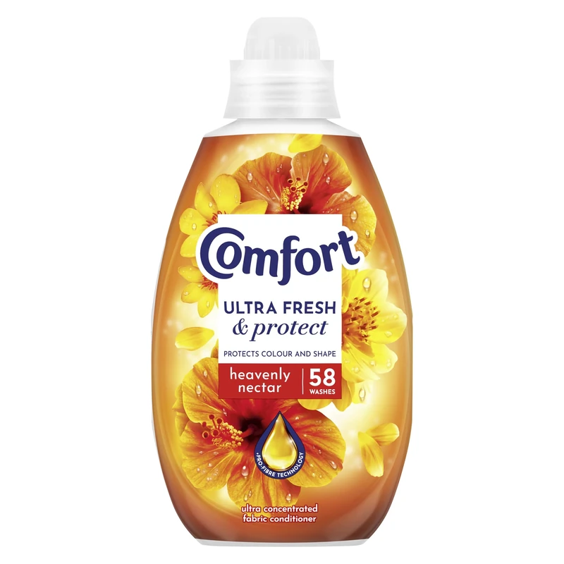 Comfort Ultra Fresh & Protect Heavenly Nectar Fabric Conditioner softener with Pro-Fibre Technology Protects Colour and Shape 58 washes (870 ml)