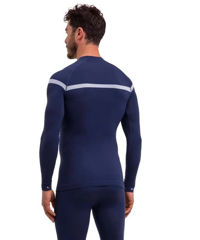 FALKE Men's Warm Turtleneck M L/s Sh Functional Yarn Quick Dry 1 Piece Base Layer Top, Blue Space 6116 Trend, S