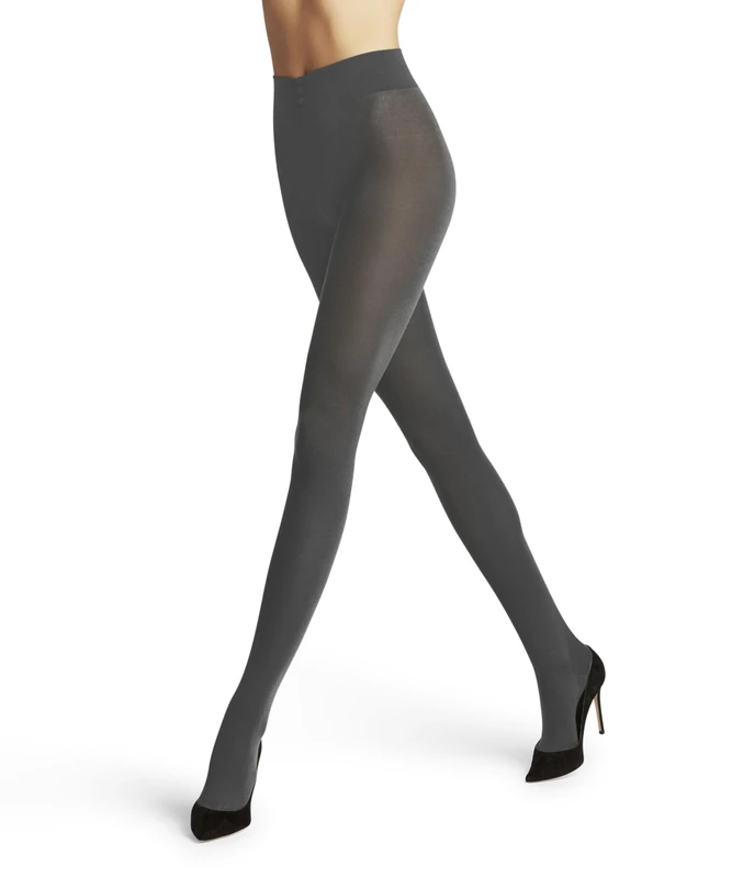 FALKE Women's Softmerino W Ti Wool Cotton Thick Plain 1 Pair Tights, Grey Flanell 3210, S-M