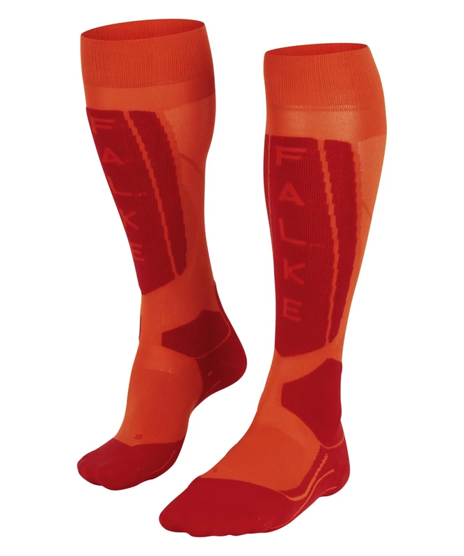 FALKE Women's SK5 Expert W Kh Silk Functional Yarn Warm Thin 1 Pair Skiing Socks, Orange Flash 8034 Trend, 5.5-6.5