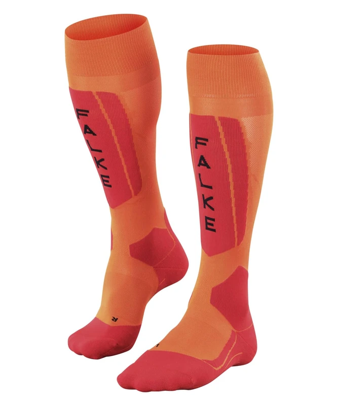 FALKE Men's SK5 Expert M Kh Silk Functional Yarn Warm Thin 1 Pair Skiing Socks, Orange Flash 8034 Trend, 11-12.5
