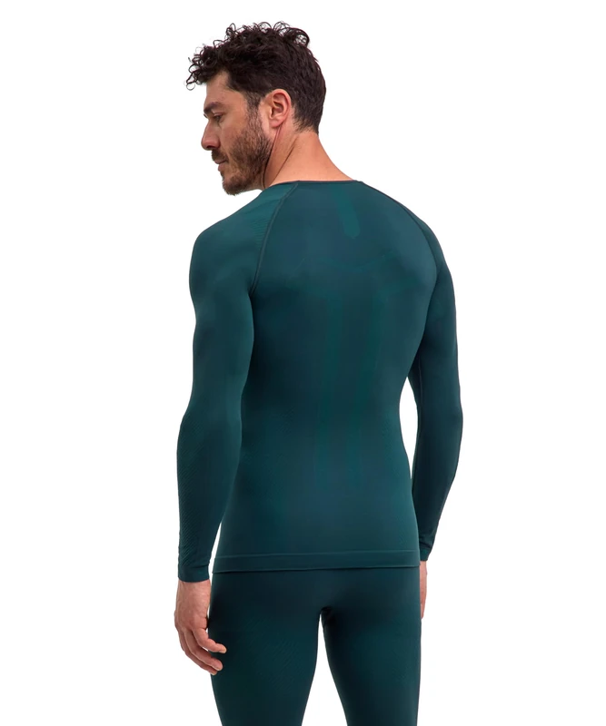 FALKE Men's Warm Round Neck M L/s Sh Functional Yarn Quick Dry 1 Piece Base Layer Top, Green Holly 7385, S