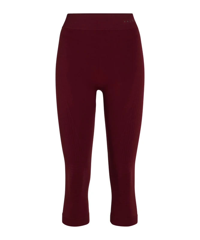 FALKE Women's Maximum Warm 3/4 W Ti Functional Yarn Quick Dry 1 Piece Base Layer Bottom, Red Merlot 8117 Trend, XS