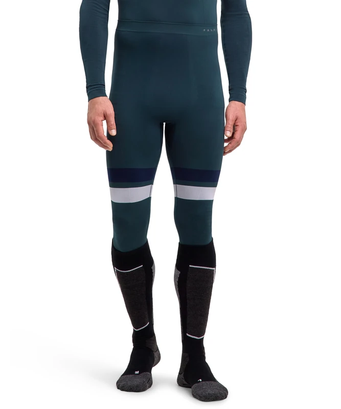 FALKE Men's Maximum Warm 3/4 M Ti Functional Yarn Quick Dry 1 Piece Base Layer Bottom, Green Holly 7385 Trend, M