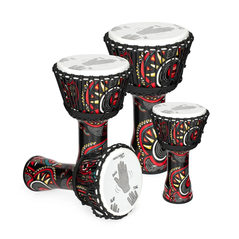 Percussion Plus Carnival Slap Djembe mixed 4 pack - rope tuned