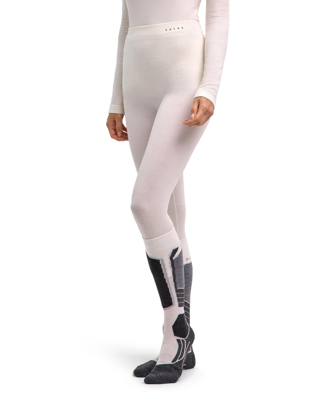 FALKE Women's Wool-Tech Protective 3/4 W Ti Wool Functional Yarn Quick Dry 1 Piece Base Layer Bottom, White Off-White 2040, XS