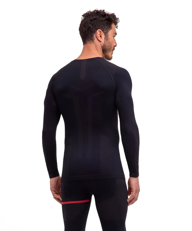 FALKE Men's Warm Round Neck M L/s Sh Functional Yarn Quick Dry 1 Piece Base Layer Top, Black 3000 Iconic, XXL