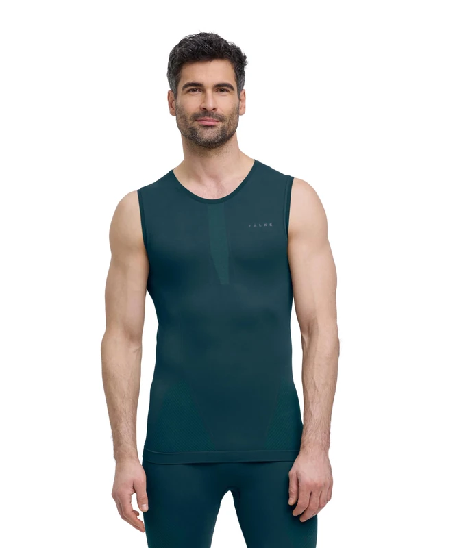 FALKE Men's Warm M S/l Sh Functional Yarn Quick Dry 1 Piece Base Layer Top, Green Holly 7385, XXL