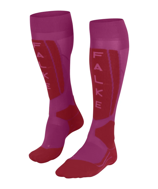 FALKE Women's SK5 Expert W Kh Silk Functional Yarn Warm Thin 1 Pair Skiing Socks, Purple Lipstick Pink 8528 Trend, 5.5-6.5