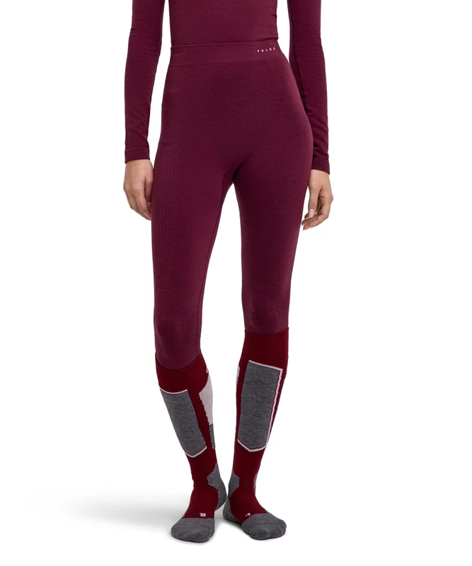 FALKE Women's Wool-Tech Protective 3/4 W Ti Wool Functional Yarn Quick Dry 1 Piece Base Layer Bottom, Red Barolo 8526, XS