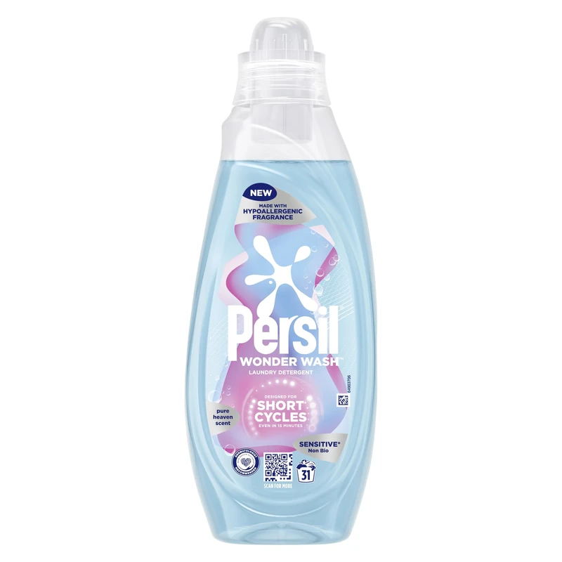 Persil Wonder Wash Sensitive* Non Bio Liquid Detergent Fast-Acting Formulation with a Pure Heaven Scent 837 ml (31 washes)