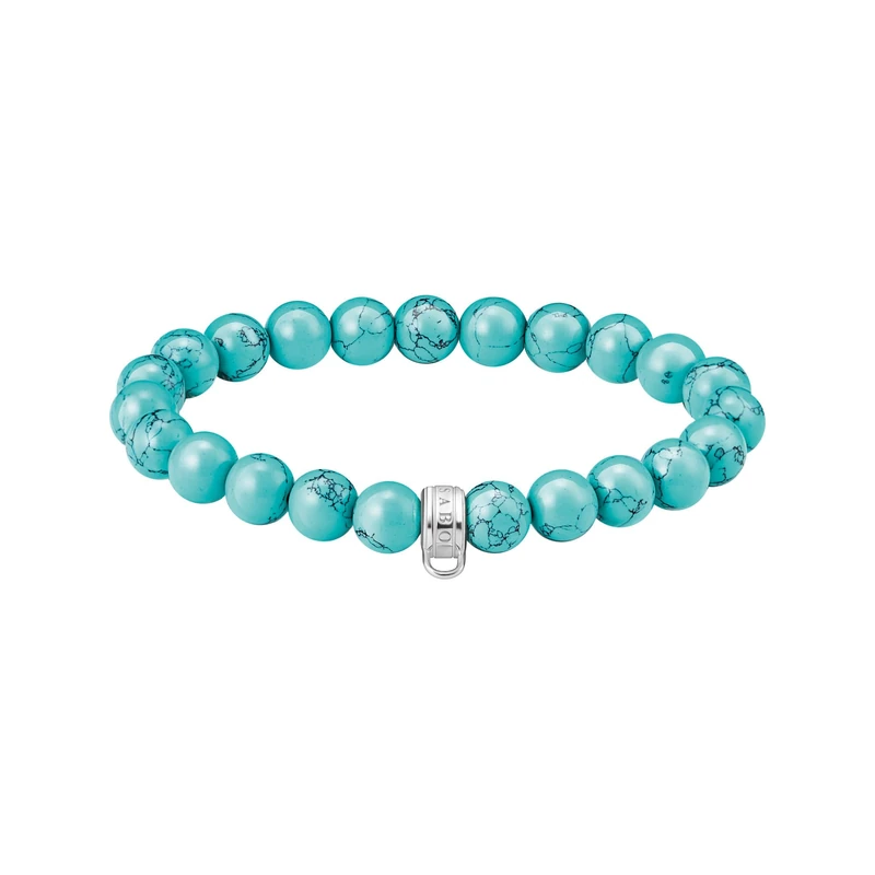 Thomas Sabo Unisex Silver Bracelet with Imitation Turquoise Beads Recycled 925 Silver X0293-404-17