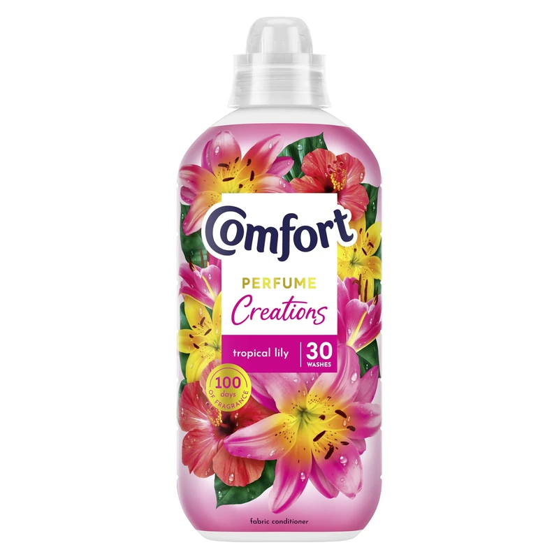 Comfort Perfume Creations Tropical Lily Fabric Conditioner Softener with Motion-Activated Fragrance Technology 100 Days of Freshness 30 washes (900 ml)