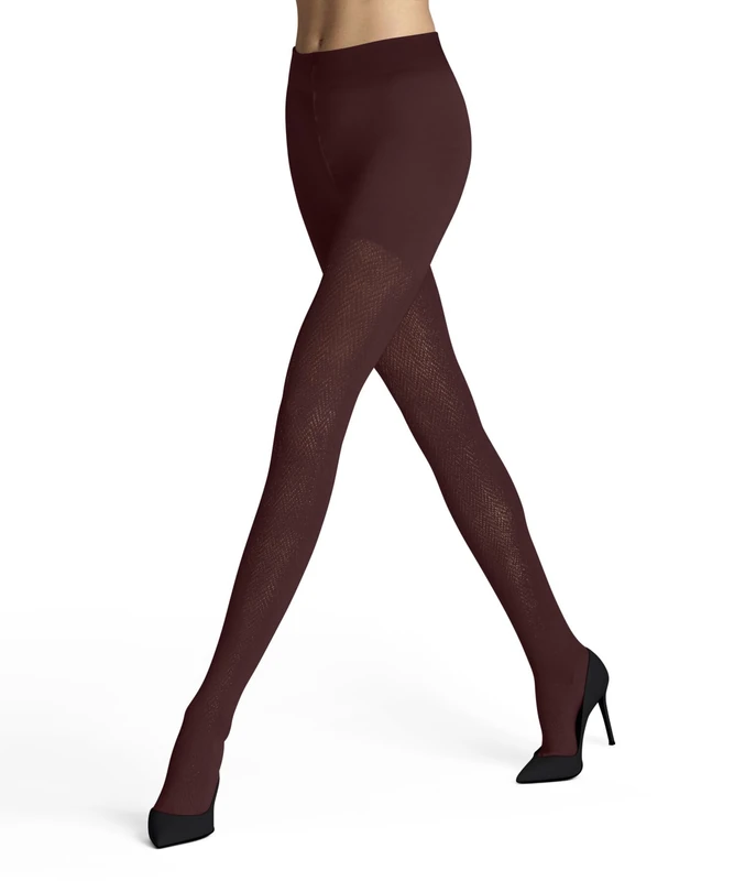 FALKE Women's Fable Estate W Ti Wool Thick Patterned 1 Pair Tights, Brown Cayenne 5950 L