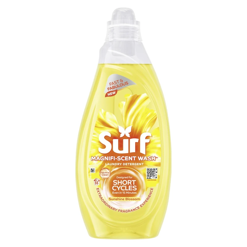 Surf Magnifi-Scent Wash Sunshine Blossom Laundry Liquid Washing Detergent For Short Cycles Fast and Fabulous Fragrance 1.485 L (55 Washes)