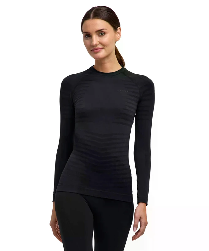 FALKE Women's Maximum Warm Round Neck W L/s Sh Functional Yarn Quick Dry Base Layer Top 1 Piece, Black 3000, L - Image 1