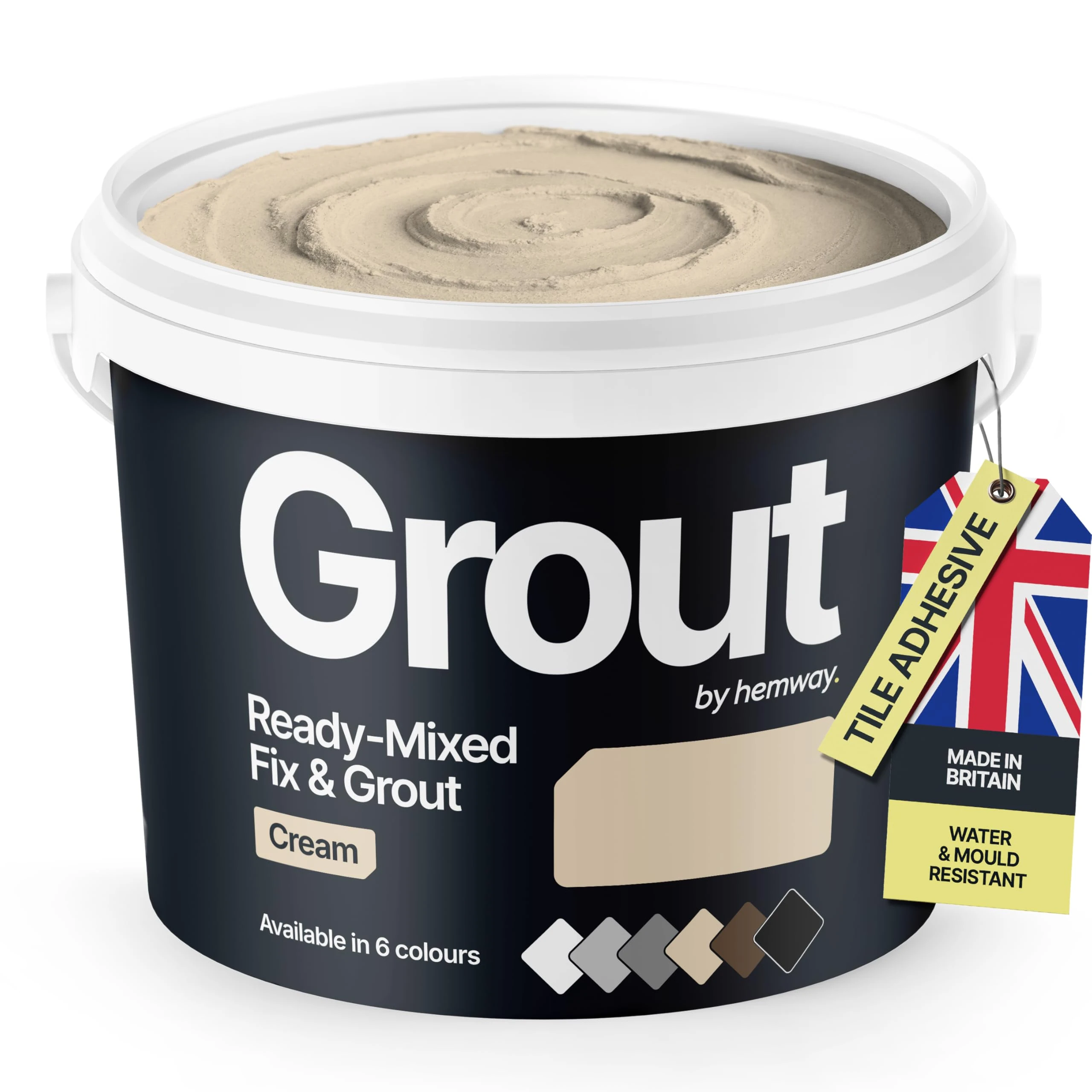 Cream Ready Mixed Grout & Fix | Floor, Wall & Tile Adhesive | Water-Resistant, Anti-Mould, Easy to Use & Fast-Drying | Suitable as Kitchen, Bathroom Tile Grout - 4.5Kg / 2.5L Cream Grout
