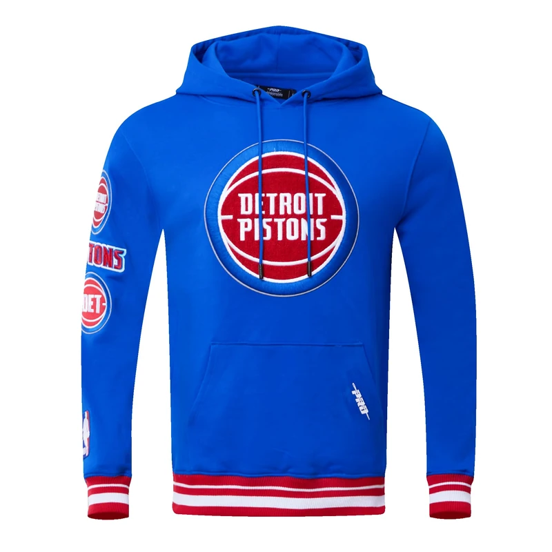 Pro Standard Mens NBA Detroit Pistons Retro Classics Pull Over Hoodie Royal Blue/Red S