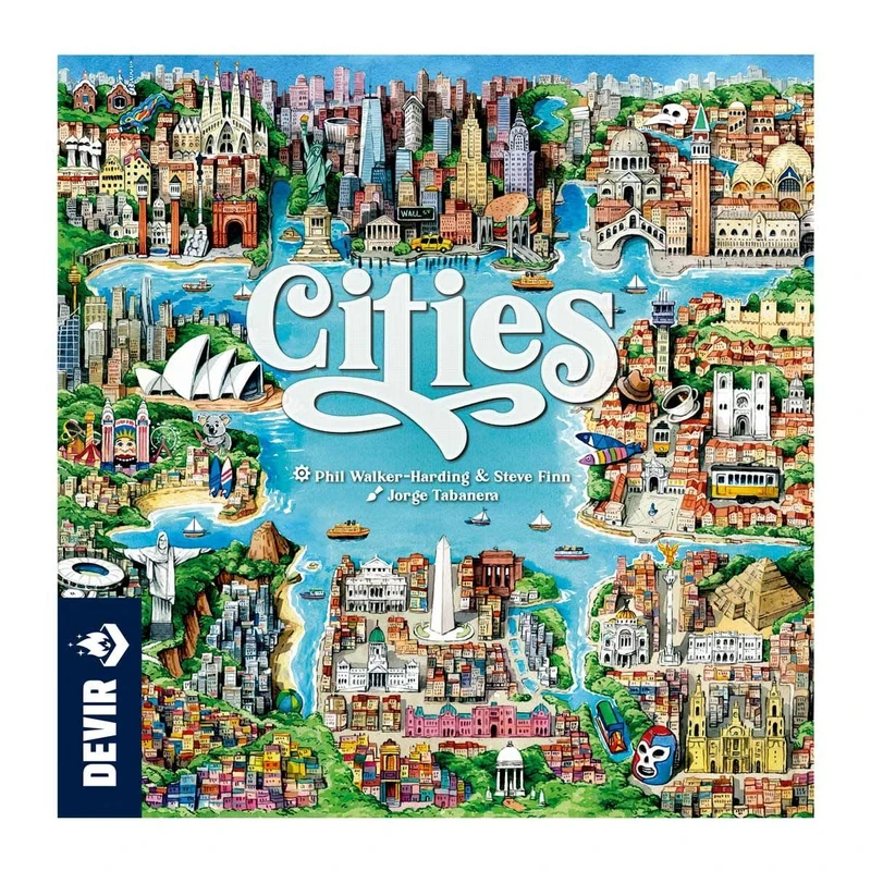 Thames & Kosmos -DEVIR- Cities- Action and Resource City-Building Game - Competitive and Strategic Board Games for Adults and Kids - 2 to 4 Players, For Ages 10+