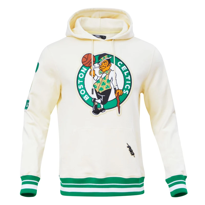 Pro Standard Mens NBA Boston Celtics Retro Classics Pull Over Hoodie Eggshell/Kelly Green 2XL