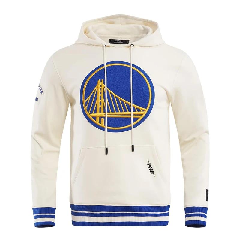 Pro Standard Mens NBA Golden State Warriors Retro Classics Pull Over Hoodie Eggshell/Royal Blue M