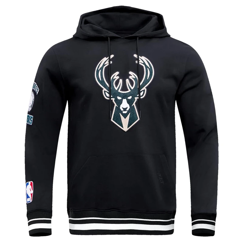 Pro Standard Mens NBA Milwaukee Bucks Retro Classics Pull Over Hoodie Black XL