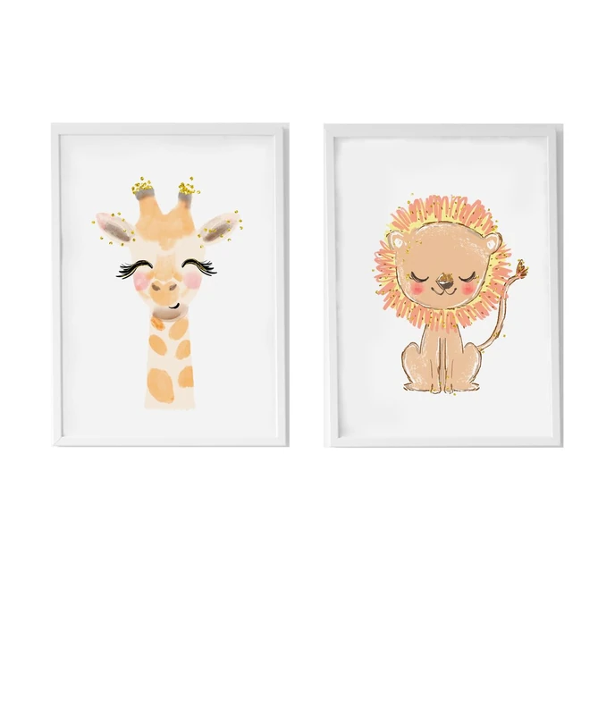 Set of 2 cuadros infantiles formado por cuadro jirafa y cuadro leon_AlexandraHouse - Image 1