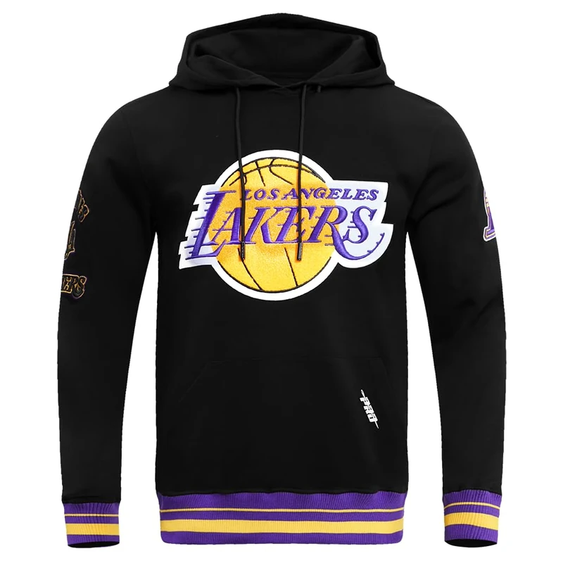 Pro Standard Mens NBA Los Angeles Lakers Retro Classics Pull Over Hoodie Black/Purple/Yellow L