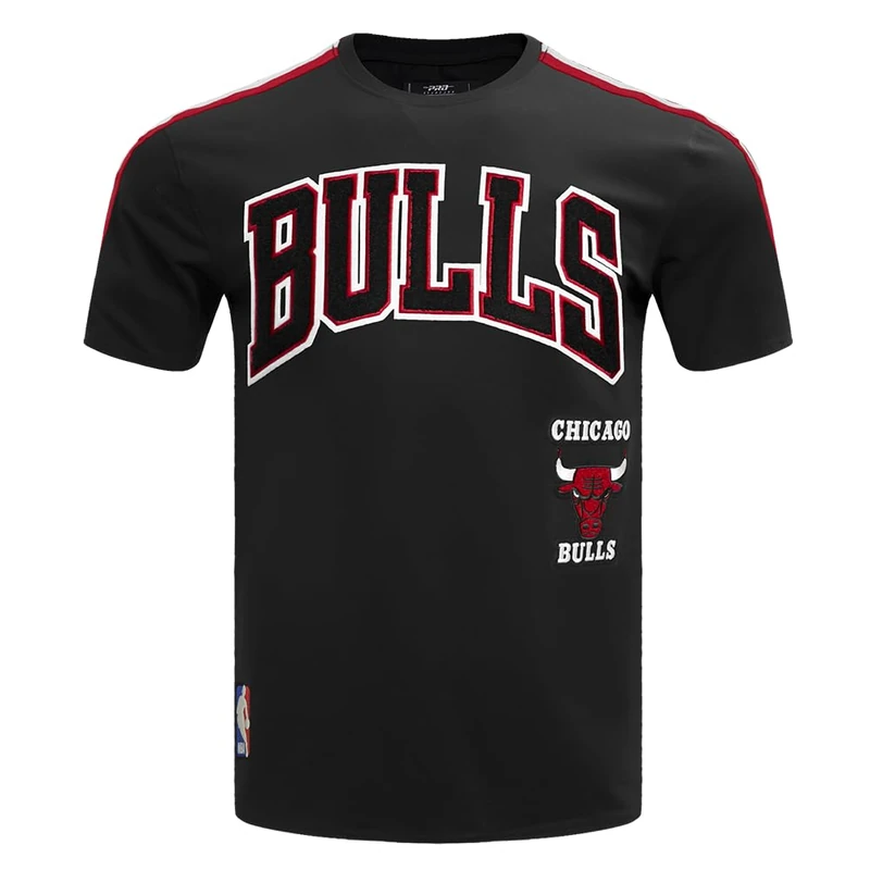 Pro Standard Mens NBA Chicago Bulls Retro Classics Taping Tee Black/Red/Black XL