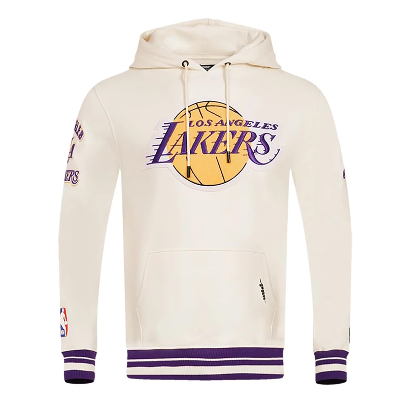 Pro Standard Mens NBA Los Angeles Lakers Retro Classics Pull Over Hoodie Eggshell/Purple 2XL