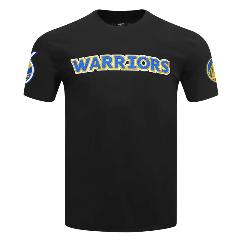Pro Standard Mens NBA Golden State Warriors Classic Chenille Short Sleeve Tee Black XL