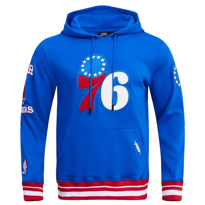 Pro Standard Mens NBA Philadelphia 76ers Retro Classics Pull Over Hoodie Royal Blue/Red L