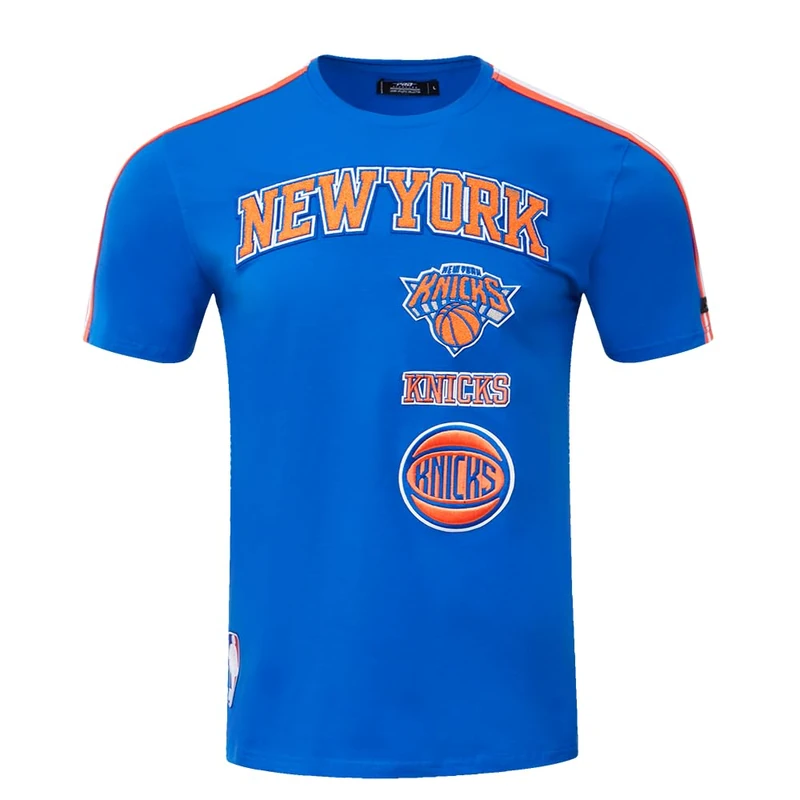 Pro Standard Mens NBA New York Knicks Retro Classics Taping Tee Royal Blue/Orange S