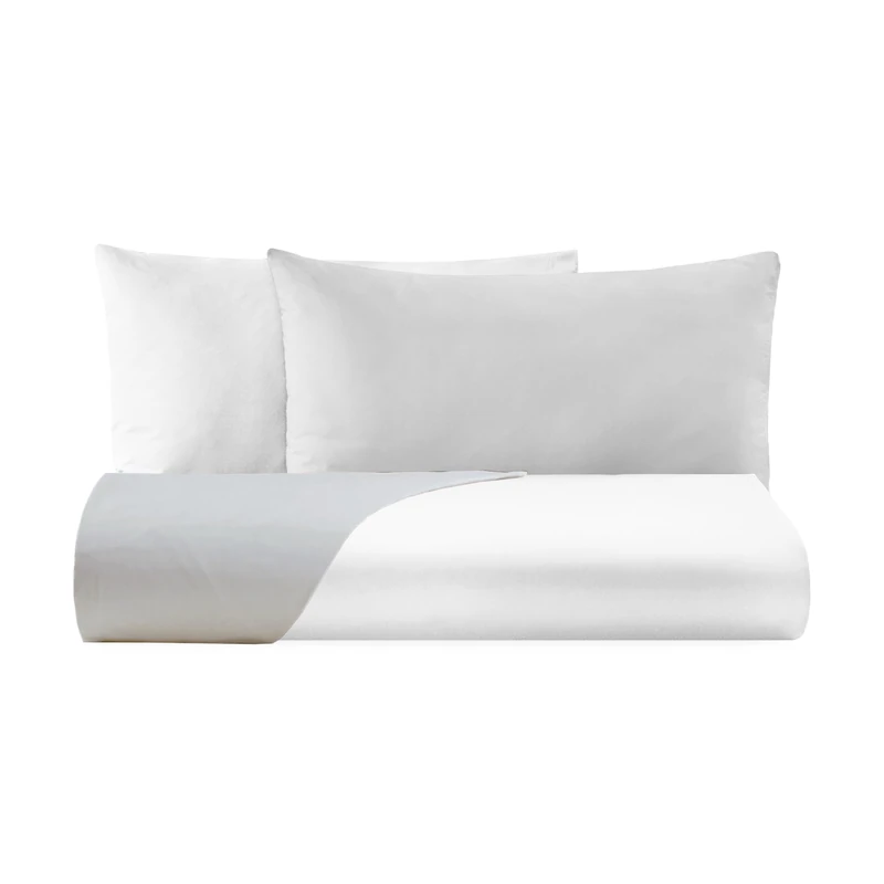 Giovanni Dolcinotti | Doubleface Duvet Cover Set – 2 Pillowcases – Pearl/White – 100% Cotton Percale – Made in Italy – Boston Model