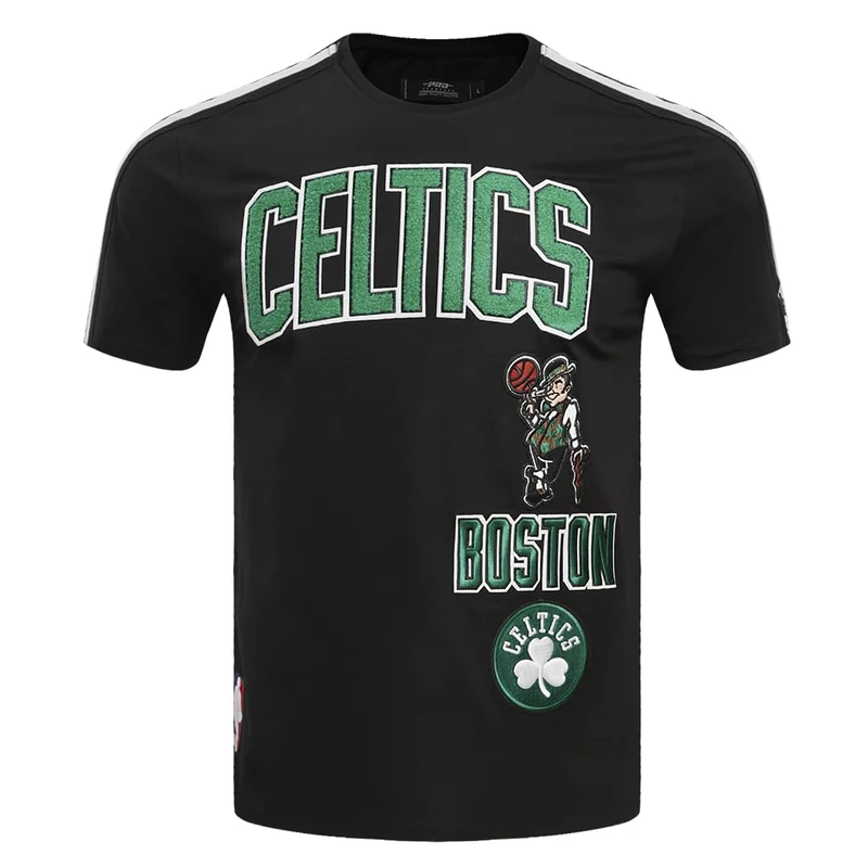 Pro Standard Mens NBA Boston Celtics Retro Classics Taping Tee Black 3XL - Image 1