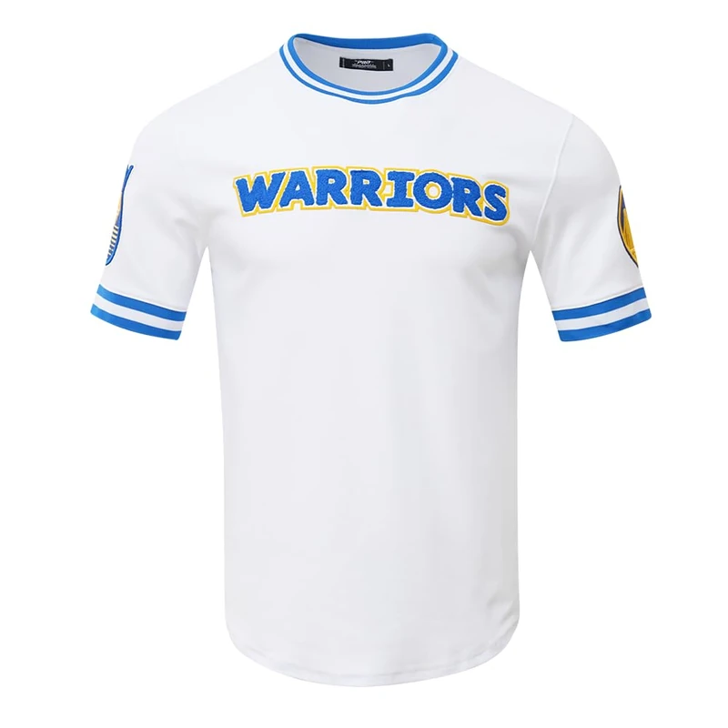Pro Standard Mens NBA Golden State Warriors Classic Chenille Short Sleeve Tee White 3XL