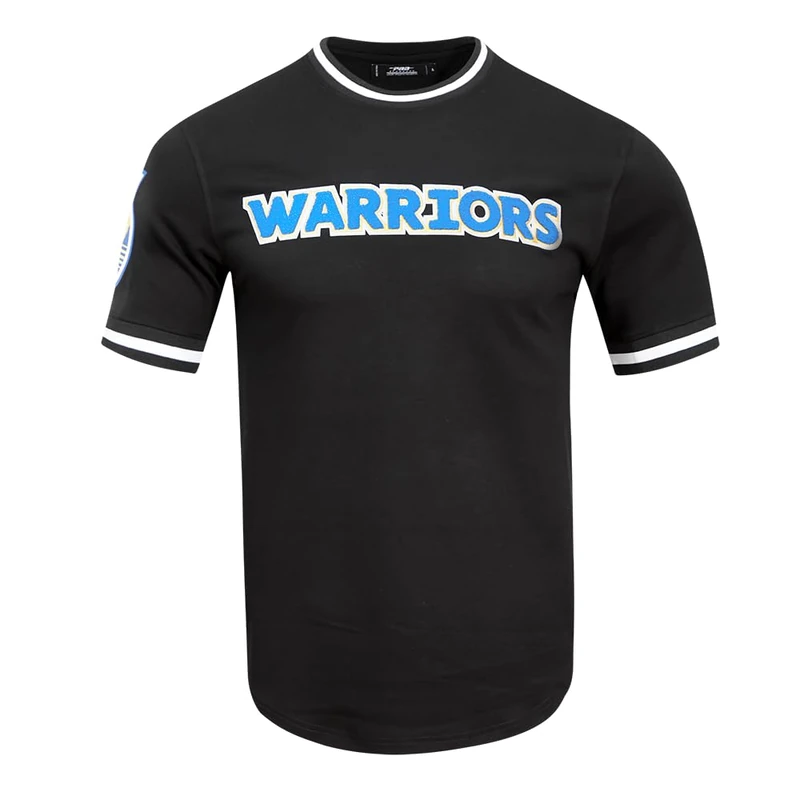 Pro Standard Mens NBA Golden State Warriors Classic Chenille Short Sleeve Tee Black 2XL