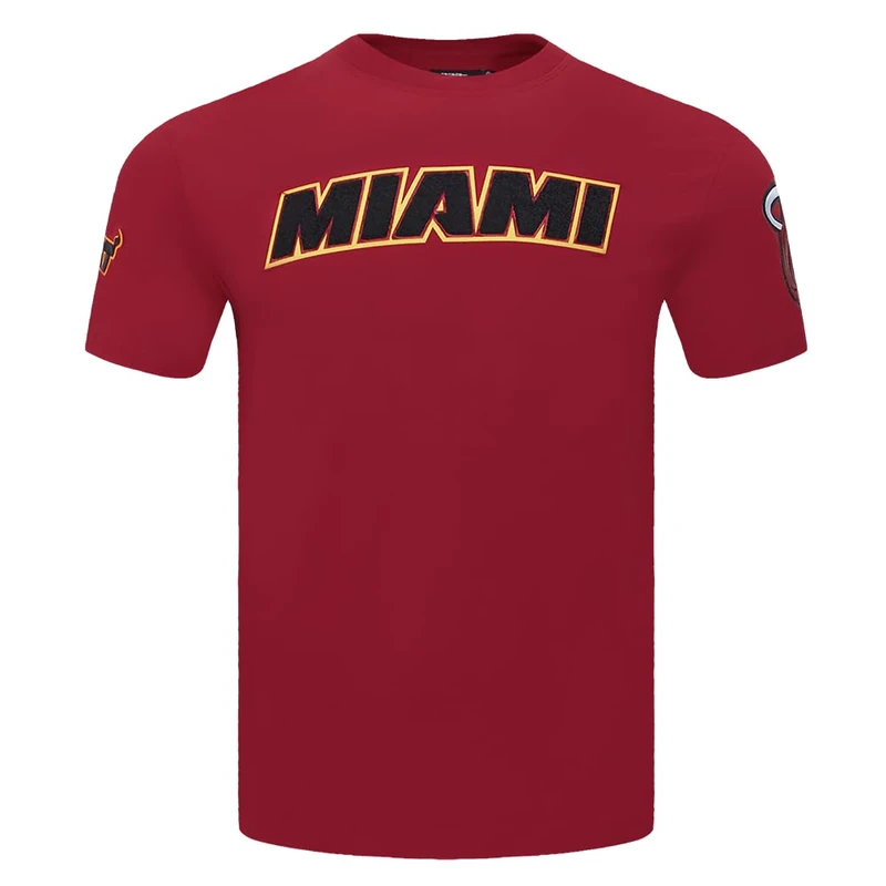 Pro Standard Mens NBA Miami Heat Classic Chenille Short Sleeve Tee Cardinal Red S