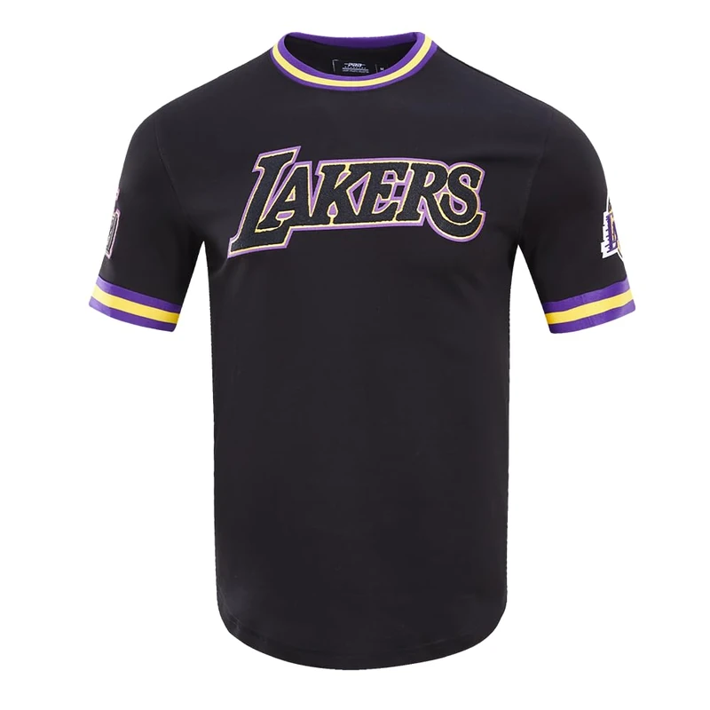 Pro Standard Mens NBA Los Angeles Lakers Classic Chenille Short Sleeve Tee Black XL