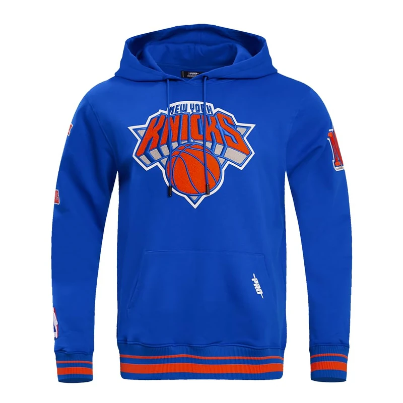 Pro Standard Mens NBA New York Knicks Retro Classics Pull Over Hoodie Royal Blue/Orange 3XL