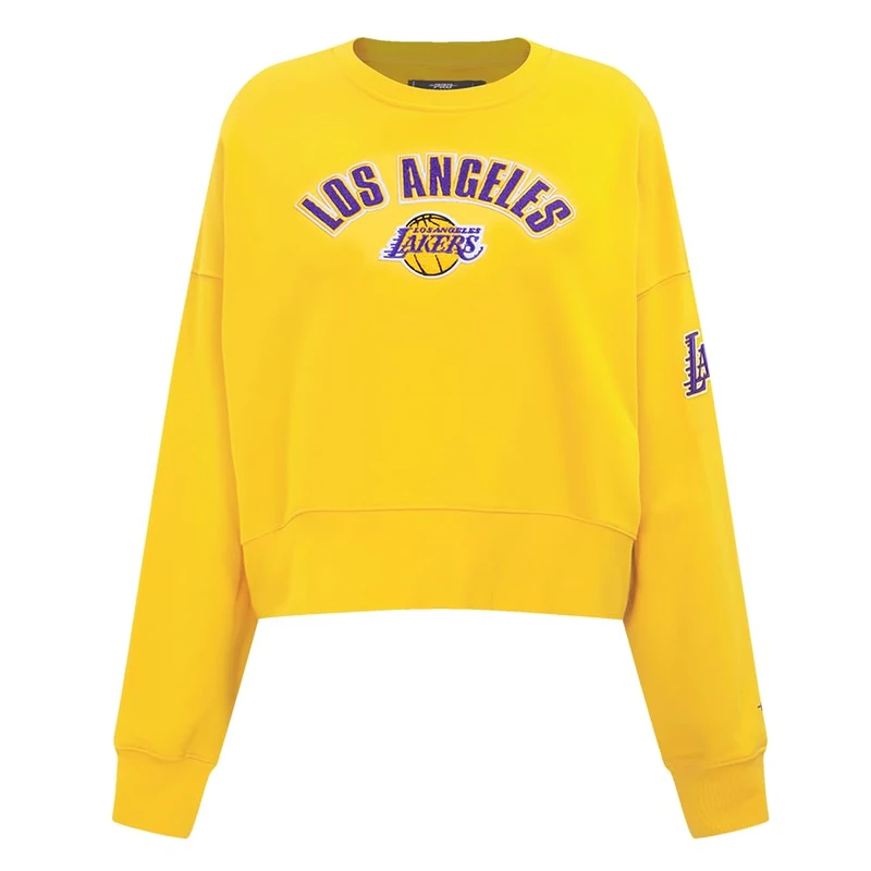 Pro Standard Womens NBA Los Angeles Lakers Classic Chenille Crewneck Sweatshirt Yellow M