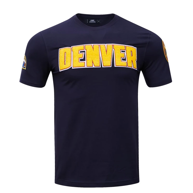Pro Standard Mens NBA Denver Nuggets Classic Chenille Short Sleeve Tee Midnight Navy XL
