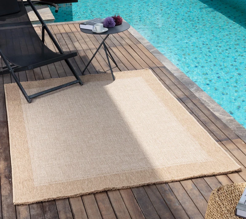 Livabliss Perth Indoor Outdoor Rug - Large Boho Rugs for Living Room 200x275 cm Dining, Kitchen Carpet, Patterned Neutral & Coloured Rugs, Waterproof, Stain Durable - Beige and Tan