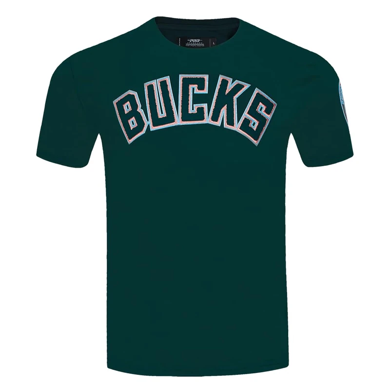 Pro Standard Mens NBA Milwaukee Bucks Classic Chenille Short Sleeve Tee Forest Green L