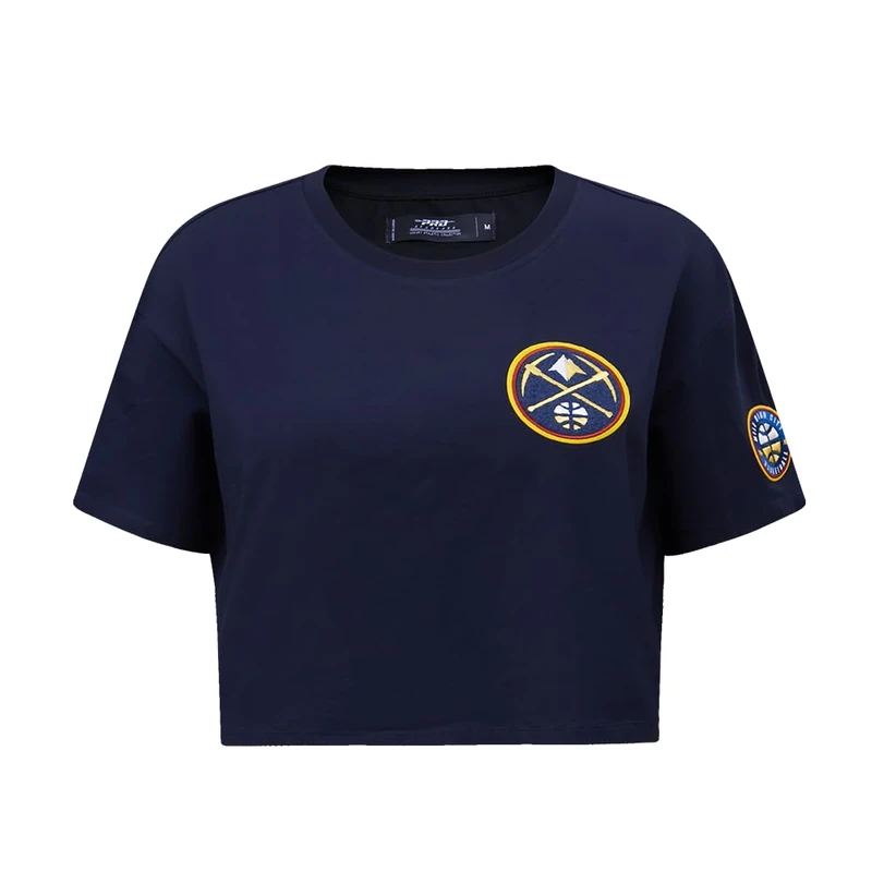 Pro Standard Womens NBA Denver Nuggets Classic Chenille Short Sleeve Boxy Tee Midnight Navy XL
