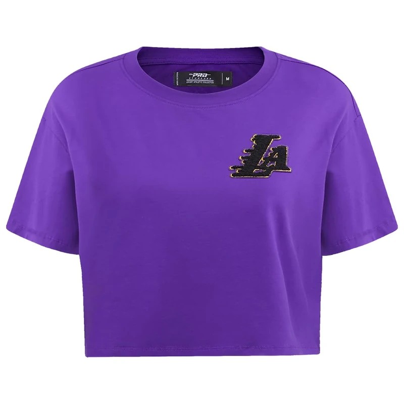 Pro Standard Womens NBA Los Angeles Lakers Classic Chenille Short Sleeve Boxy Tee Purple XL
