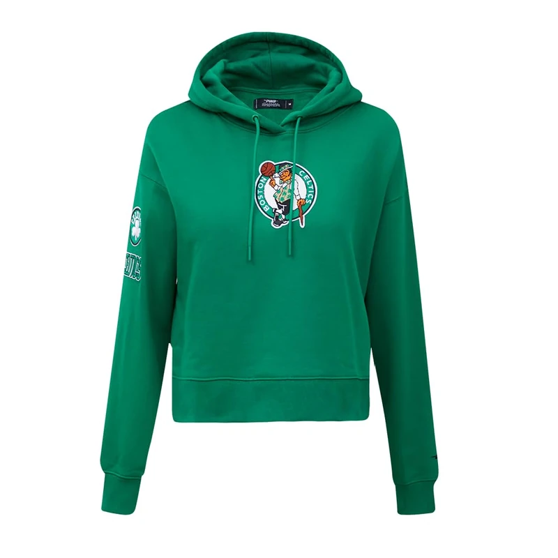 Pro Standard Womens NBA Boston Celtics Classic Chenille Cropped Pullover Hoodie Kelly Green L