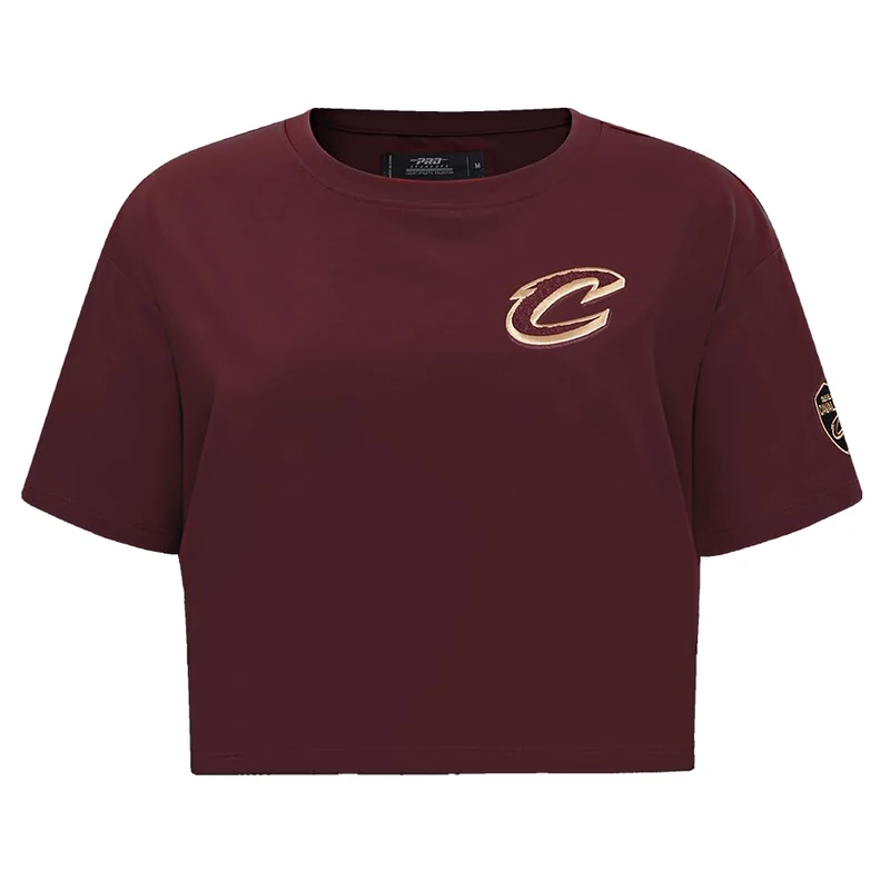 Pro Standard Womens NBA Cleveland Cavaliers Classic Chenille Short Sleeve Boxy Tee Wine L - Image 1